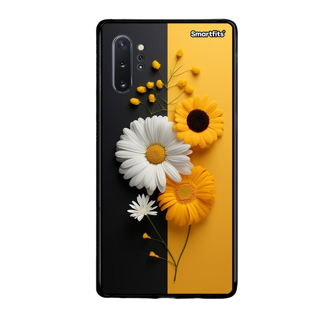 Samsung Note 10+ Yellow Daisies θήκη από τη Smartfits με σχέδιο στο πίσω μέρος και μαύρο περίβλημα | Smartphone case with colorful back and black bezels by Smartfits