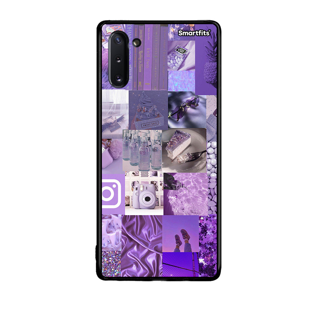 Samsung Note 10 Purple Aesthetic Collage θήκη από τη Smartfits με σχέδιο στο πίσω μέρος και μαύρο περίβλημα | Smartphone case with colorful back and black bezels by Smartfits