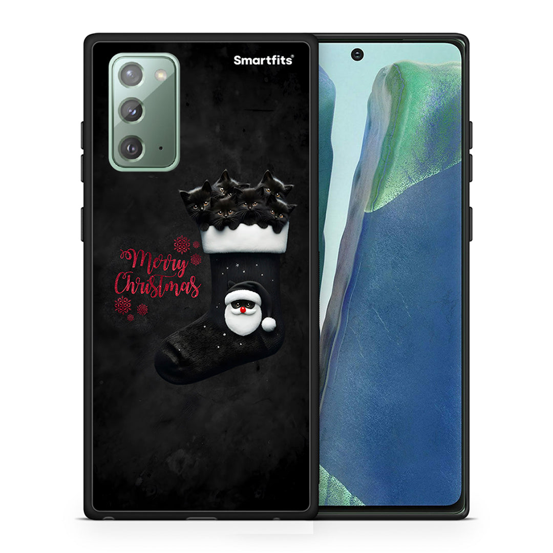 Θήκη Samsung Note 20 Merry Cat Christmas από τη Smartfits με σχέδιο στο πίσω μέρος και μαύρο περίβλημα | Samsung Note 20 Merry Cat Christmas case with colorful back and black bezels