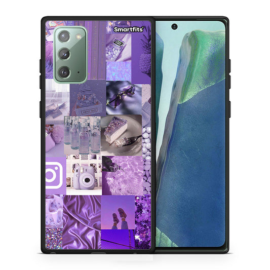 Θήκη Samsung Note 20 Purple Aesthetic Collage από τη Smartfits με σχέδιο στο πίσω μέρος και μαύρο περίβλημα | Samsung Note 20 Purple Aesthetic Collage case with colorful back and black bezels