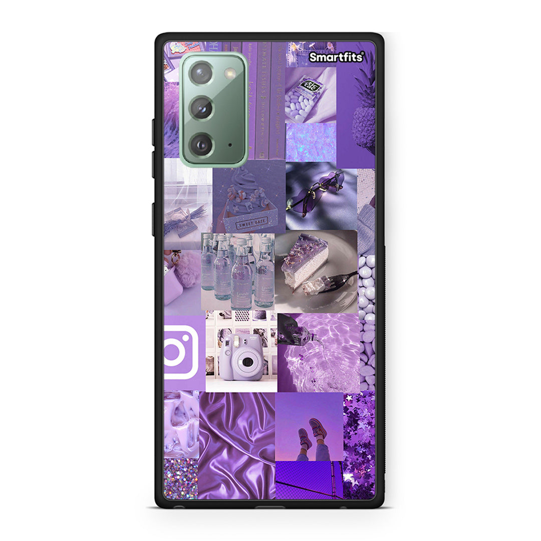 Samsung Note 20 Purple Aesthetic Collage θήκη από τη Smartfits με σχέδιο στο πίσω μέρος και μαύρο περίβλημα | Smartphone case with colorful back and black bezels by Smartfits