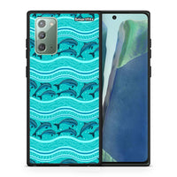Thumbnail for Θήκη Samsung Note 20 Swimming Dolphins από τη Smartfits με σχέδιο στο πίσω μέρος και μαύρο περίβλημα | Samsung Note 20 Swimming Dolphins case with colorful back and black bezels