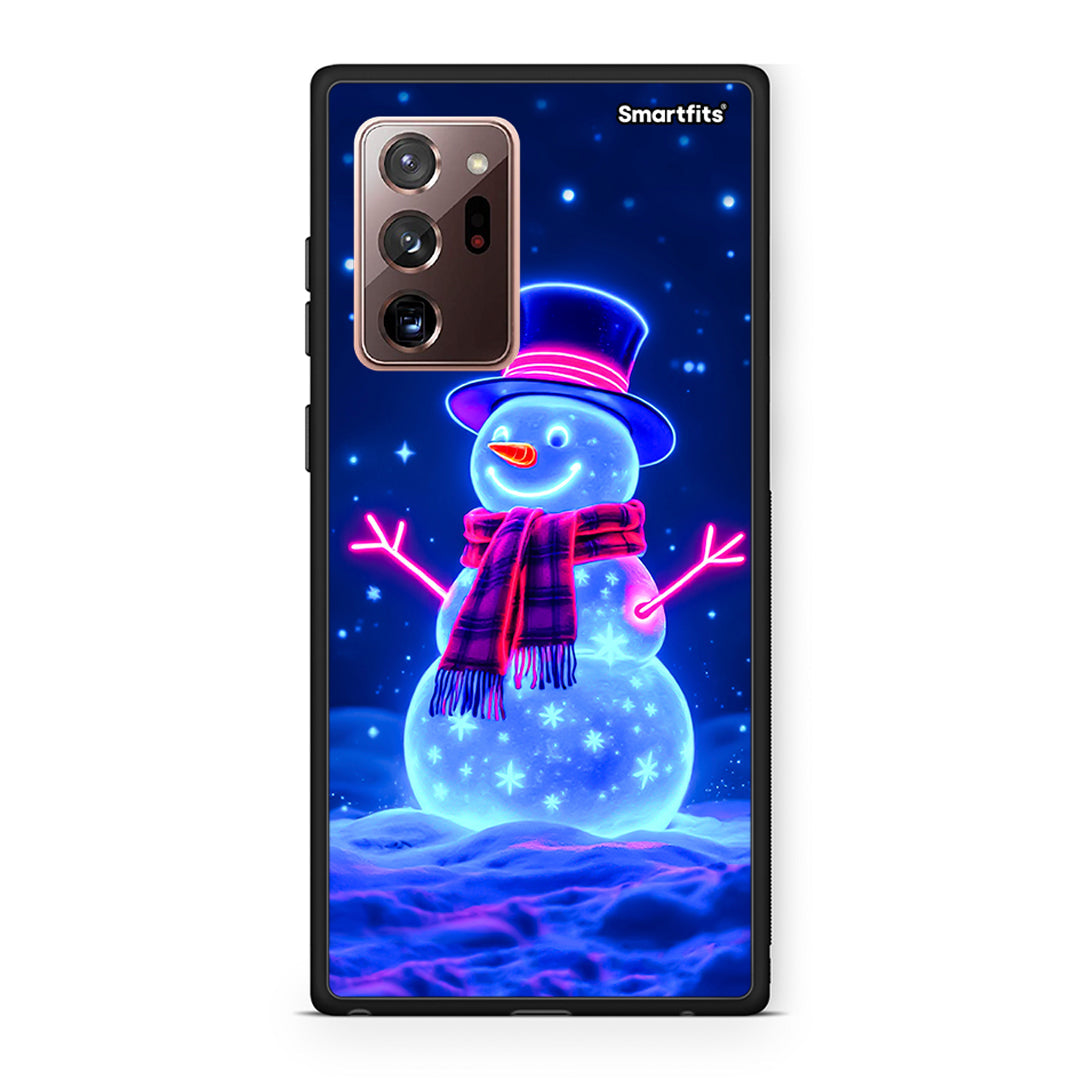 Samsung Note 20 Ultra Christmas Neon Snowman θήκη από τη Smartfits με σχέδιο στο πίσω μέρος και μαύρο περίβλημα | Smartphone case with colorful back and black bezels by Smartfits