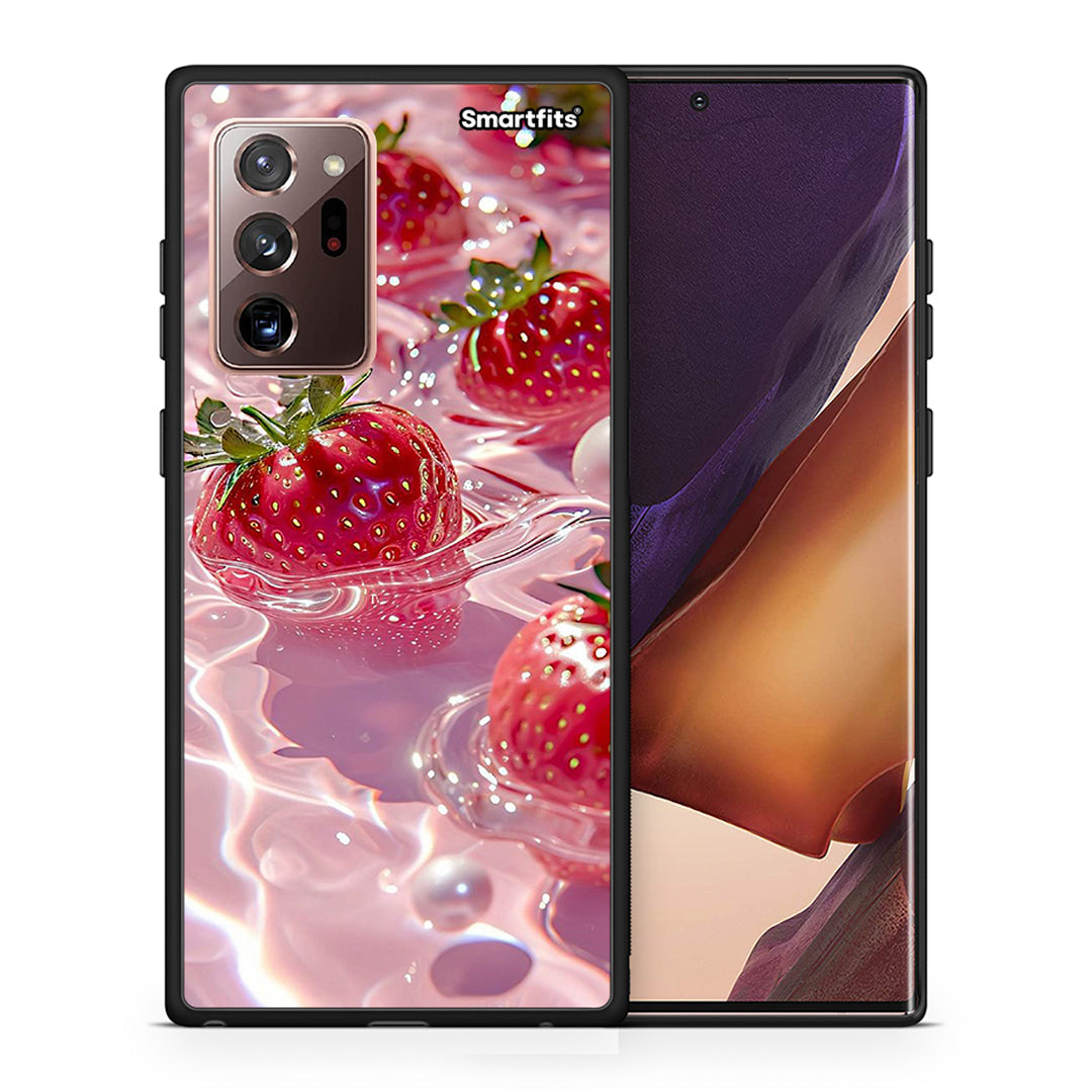 Θήκη Samsung Note 20 Ultra Juicy Strawberries από τη Smartfits με σχέδιο στο πίσω μέρος και μαύρο περίβλημα | Samsung Note 20 Ultra Juicy Strawberries case with colorful back and black bezels