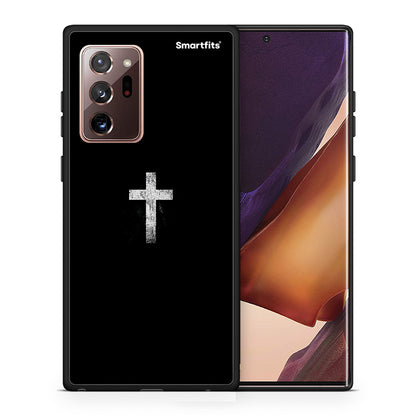 Θήκη Samsung Note 20 Ultra White Cross από τη Smartfits με σχέδιο στο πίσω μέρος και μαύρο περίβλημα | Samsung Note 20 Ultra White Cross case with colorful back and black bezels