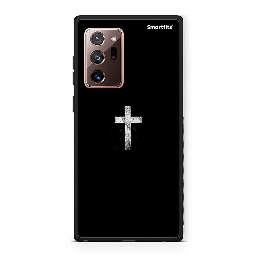 Samsung Note 20 Ultra White Cross θήκη από τη Smartfits με σχέδιο στο πίσω μέρος και μαύρο περίβλημα | Smartphone case with colorful back and black bezels by Smartfits