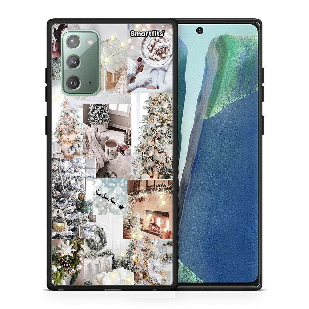 Θήκη Samsung Note 20 White Christmas από τη Smartfits με σχέδιο στο πίσω μέρος και μαύρο περίβλημα | Samsung Note 20 White Christmas case with colorful back and black bezels