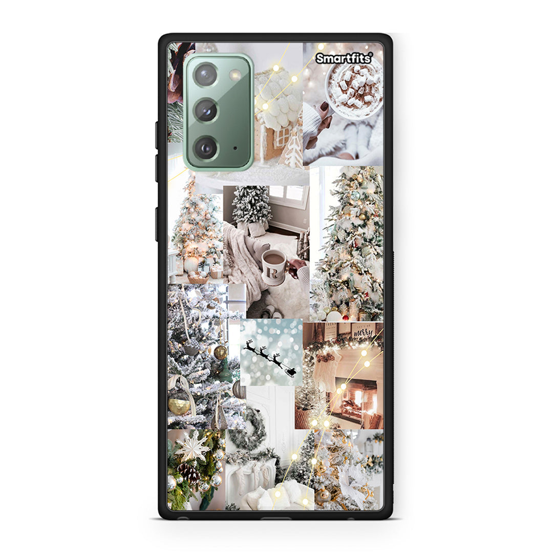Samsung Note 20 White Christmas θήκη από τη Smartfits με σχέδιο στο πίσω μέρος και μαύρο περίβλημα | Smartphone case with colorful back and black bezels by Smartfits