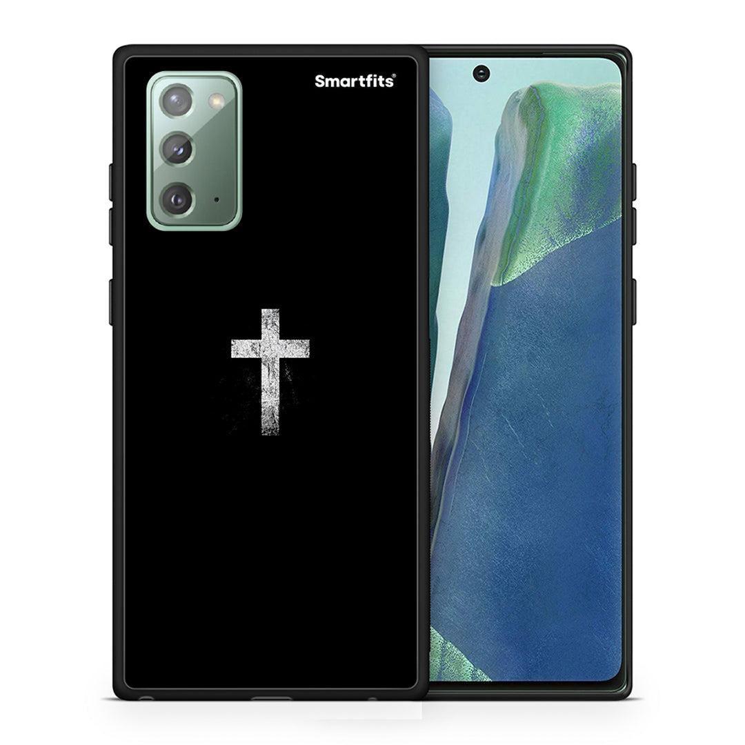Θήκη Samsung Note 20 White Cross από τη Smartfits με σχέδιο στο πίσω μέρος και μαύρο περίβλημα | Samsung Note 20 White Cross case with colorful back and black bezels