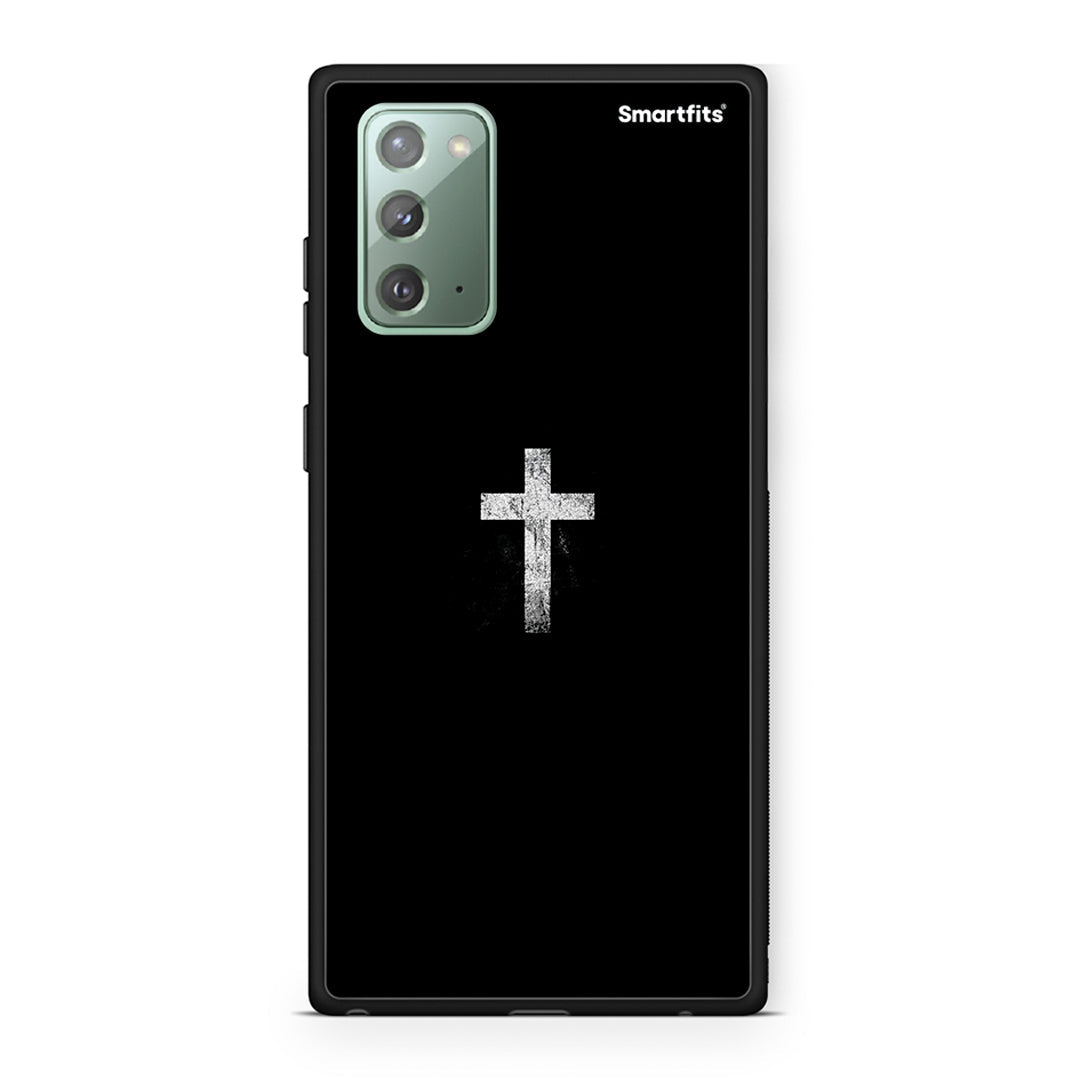 Samsung Note 20 White Cross θήκη από τη Smartfits με σχέδιο στο πίσω μέρος και μαύρο περίβλημα | Smartphone case with colorful back and black bezels by Smartfits