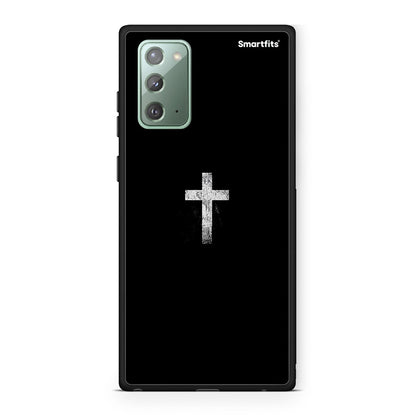 Samsung Note 20 White Cross θήκη από τη Smartfits με σχέδιο στο πίσω μέρος και μαύρο περίβλημα | Smartphone case with colorful back and black bezels by Smartfits