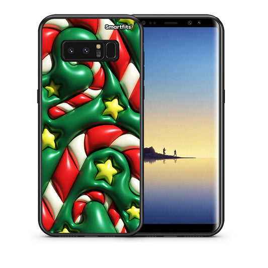 Θήκη Samsung Note 8 Christmas Bubbles από τη Smartfits με σχέδιο στο πίσω μέρος και μαύρο περίβλημα | Samsung Note 8 Christmas Bubbles case with colorful back and black bezels