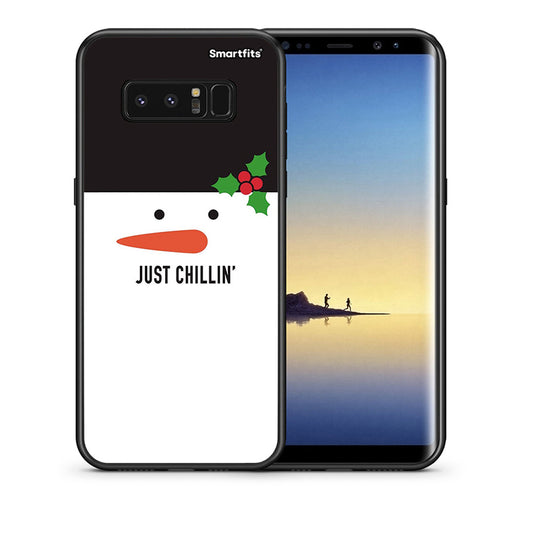 Θήκη Samsung Note 8 Christmas Chillin από τη Smartfits με σχέδιο στο πίσω μέρος και μαύρο περίβλημα | Samsung Note 8 Christmas Chillin case with colorful back and black bezels