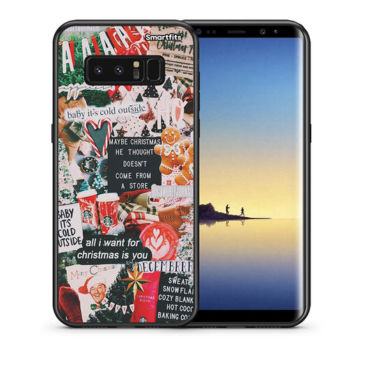 Θήκη Samsung Note 8 Christmas Happiness από τη Smartfits με σχέδιο στο πίσω μέρος και μαύρο περίβλημα | Samsung Note 8 Christmas Happiness case with colorful back and black bezels