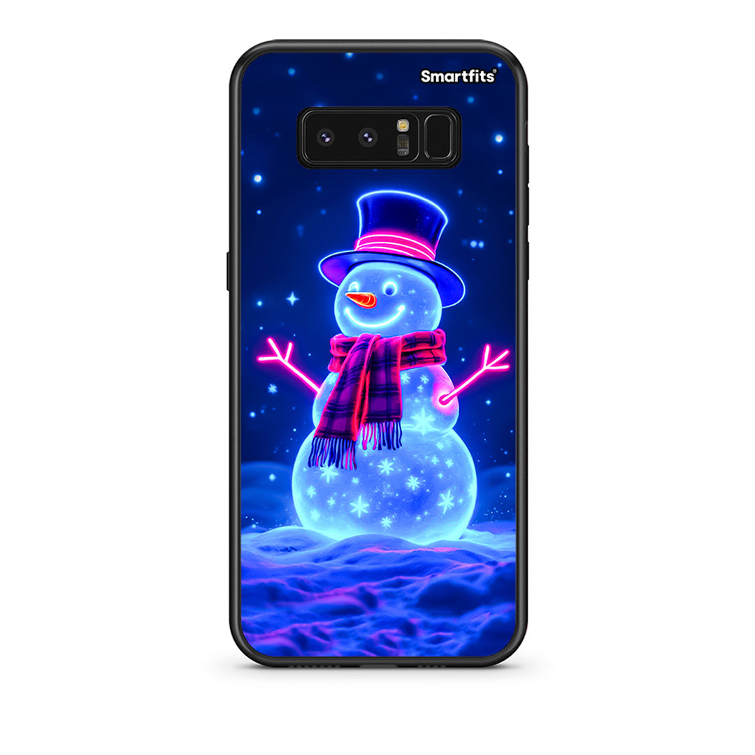 samsung note 8 Christmas Neon Snowman θήκη από τη Smartfits με σχέδιο στο πίσω μέρος και μαύρο περίβλημα | Smartphone case with colorful back and black bezels by Smartfits