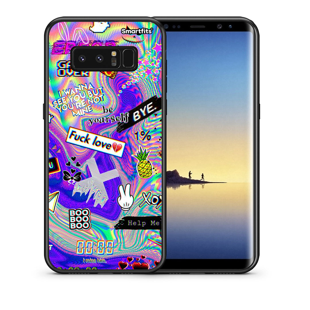 Θήκη Samsung Note 8 Game Over από τη Smartfits με σχέδιο στο πίσω μέρος και μαύρο περίβλημα | Samsung Note 8 Game Over case with colorful back and black bezels