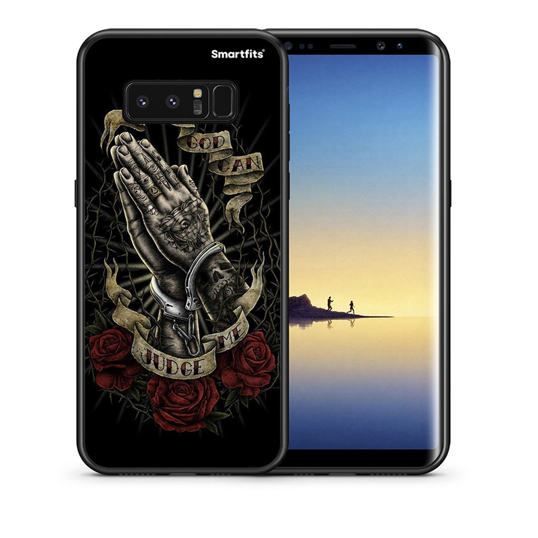 Θήκη Samsung Note 8 Judge By God από τη Smartfits με σχέδιο στο πίσω μέρος και μαύρο περίβλημα | Samsung Note 8 Judge By God case with colorful back and black bezels