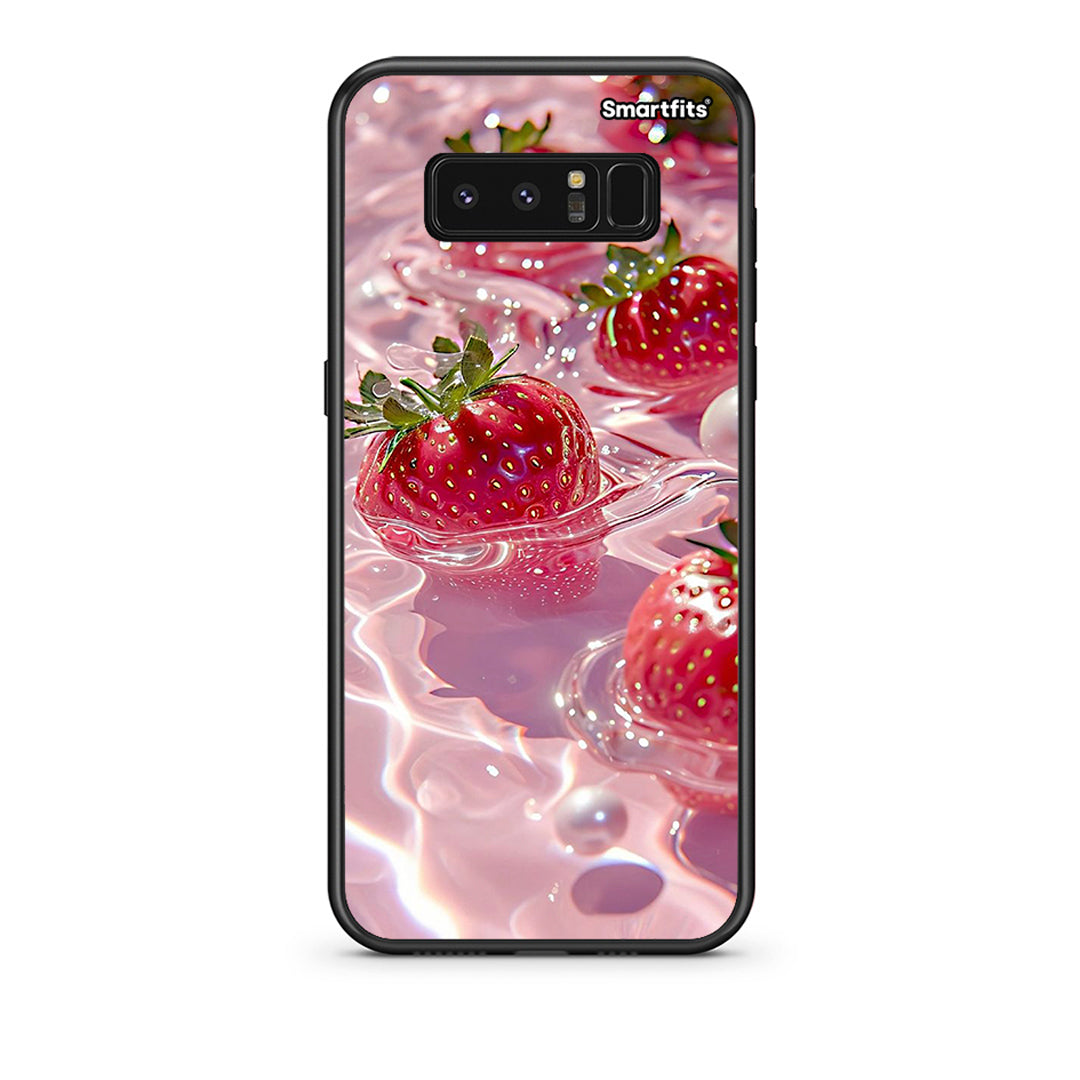 samsung note 8 Juicy Strawberries θήκη από τη Smartfits με σχέδιο στο πίσω μέρος και μαύρο περίβλημα | Smartphone case with colorful back and black bezels by Smartfits