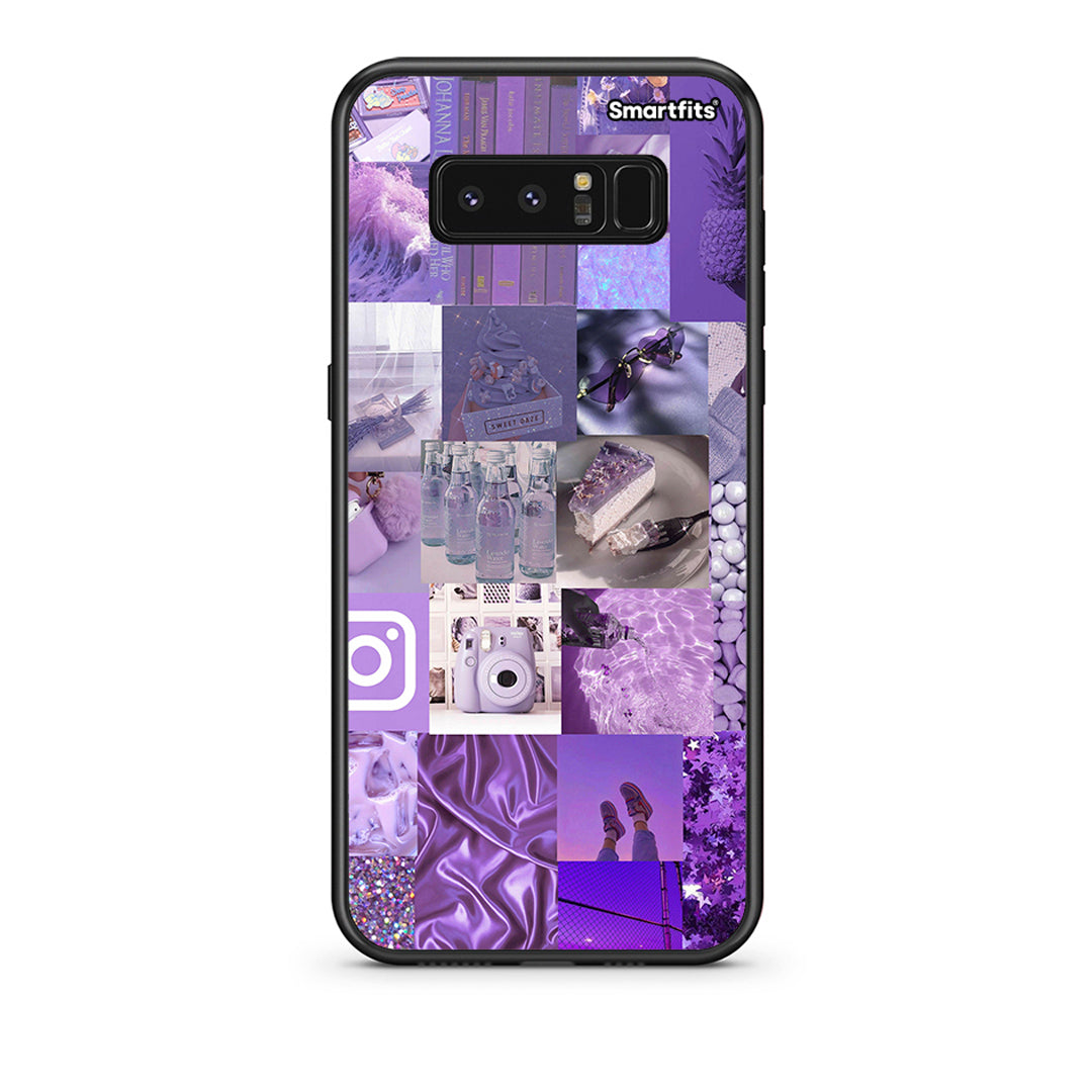 samsung note 8 Purple Aesthetic Collage θήκη από τη Smartfits με σχέδιο στο πίσω μέρος και μαύρο περίβλημα | Smartphone case with colorful back and black bezels by Smartfits