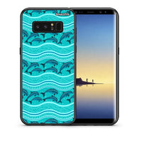 Thumbnail for Θήκη Samsung Note 8 Swimming Dolphins από τη Smartfits με σχέδιο στο πίσω μέρος και μαύρο περίβλημα | Samsung Note 8 Swimming Dolphins case with colorful back and black bezels