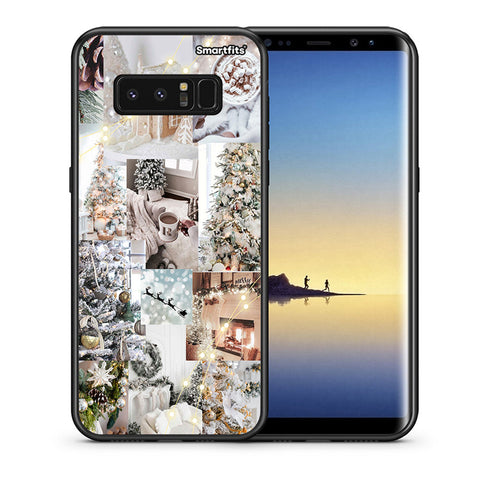 Θήκη Samsung Note 8 White Christmas από τη Smartfits με σχέδιο στο πίσω μέρος και μαύρο περίβλημα | Samsung Note 8 White Christmas case with colorful back and black bezels