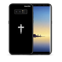 Thumbnail for Θήκη Samsung Note 8 White Cross από τη Smartfits με σχέδιο στο πίσω μέρος και μαύρο περίβλημα | Samsung Note 8 White Cross case with colorful back and black bezels