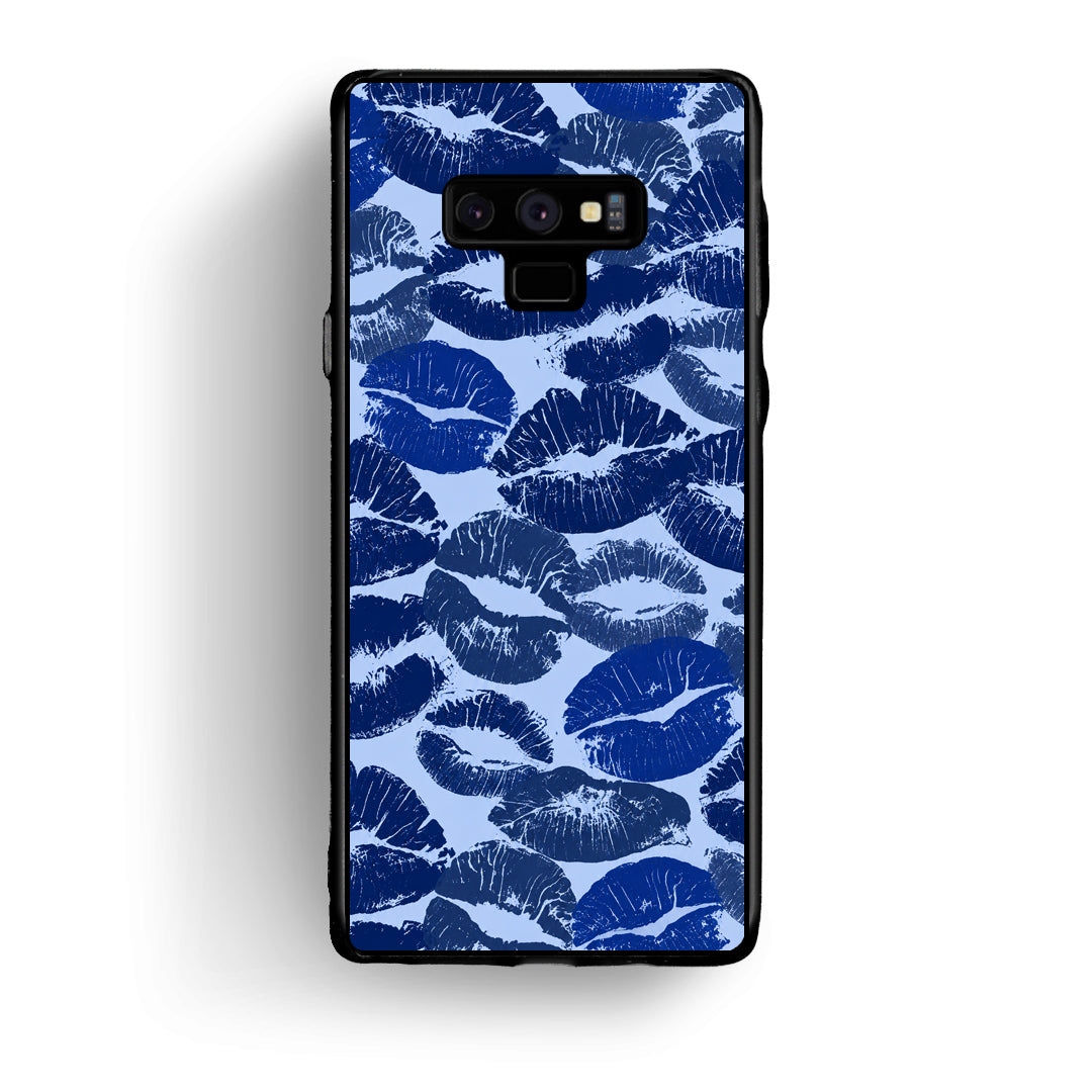 Θήκη Samsung Galaxy Note 9 Blue Lipstick Kisses από τη Smartfits με σχέδιο στο πίσω μέρος και μαύρο περίβλημα | Samsung Galaxy Note 9 Blue Lipstick Kisses case with colorful back and black bezels