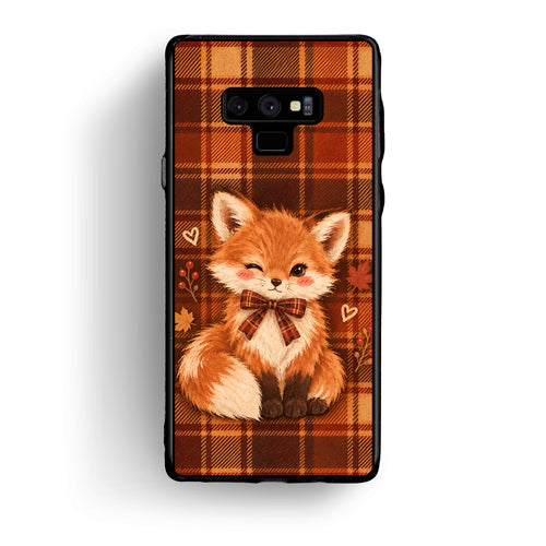 Θήκη Samsung Galaxy Note 9 Fox on Autumn Tartan από τη Smartfits με σχέδιο στο πίσω μέρος και μαύρο περίβλημα | Samsung Galaxy Note 9 Fox on Autumn Tartan case with colorful back and black bezels