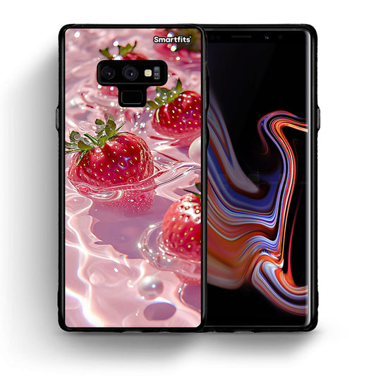Θήκη Samsung Note 9 Juicy Strawberries από τη Smartfits με σχέδιο στο πίσω μέρος και μαύρο περίβλημα | Samsung Note 9 Juicy Strawberries case with colorful back and black bezels
