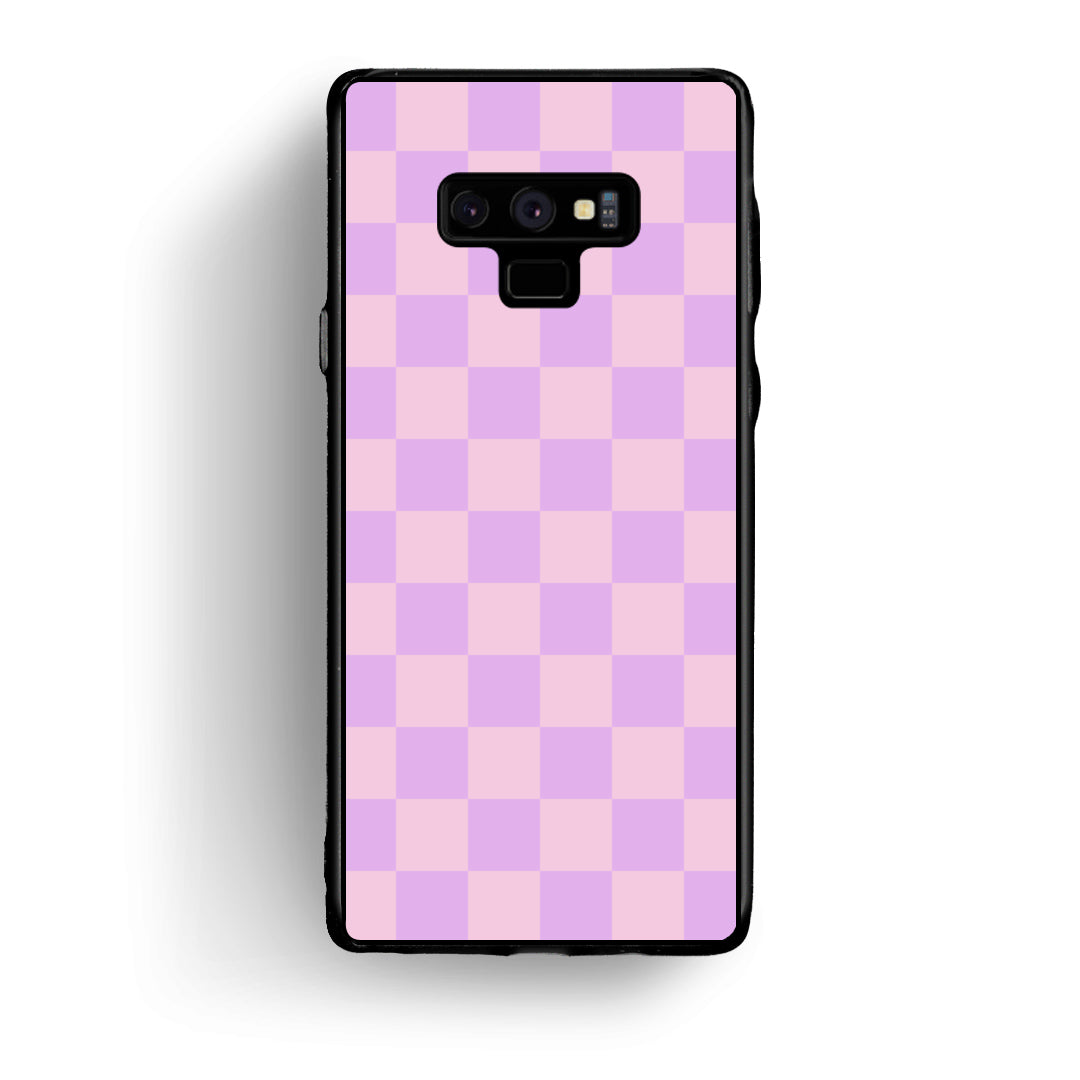 Θήκη Samsung Galaxy Note 9 Lavender and Pink Checkerboard από τη Smartfits με σχέδιο στο πίσω μέρος και μαύρο περίβλημα | Samsung Galaxy Note 9 Lavender and Pink Checkerboard case with colorful back and black bezels