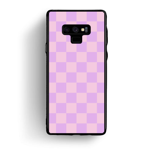 Θήκη Samsung Galaxy Note 9 Lavender and Pink Checkerboard από τη Smartfits με σχέδιο στο πίσω μέρος και μαύρο περίβλημα | Samsung Galaxy Note 9 Lavender and Pink Checkerboard case with colorful back and black bezels