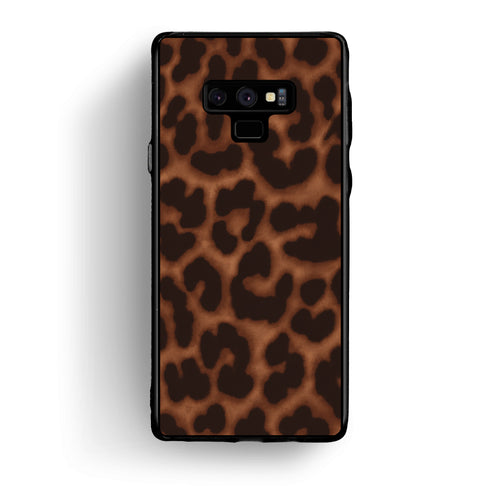 Θήκη Samsung Galaxy Note 9 Leopard Print Dark Brown από τη Smartfits με σχέδιο στο πίσω μέρος και μαύρο περίβλημα | Samsung Galaxy Note 9 Leopard Print Dark Brown case with colorful back and black bezels