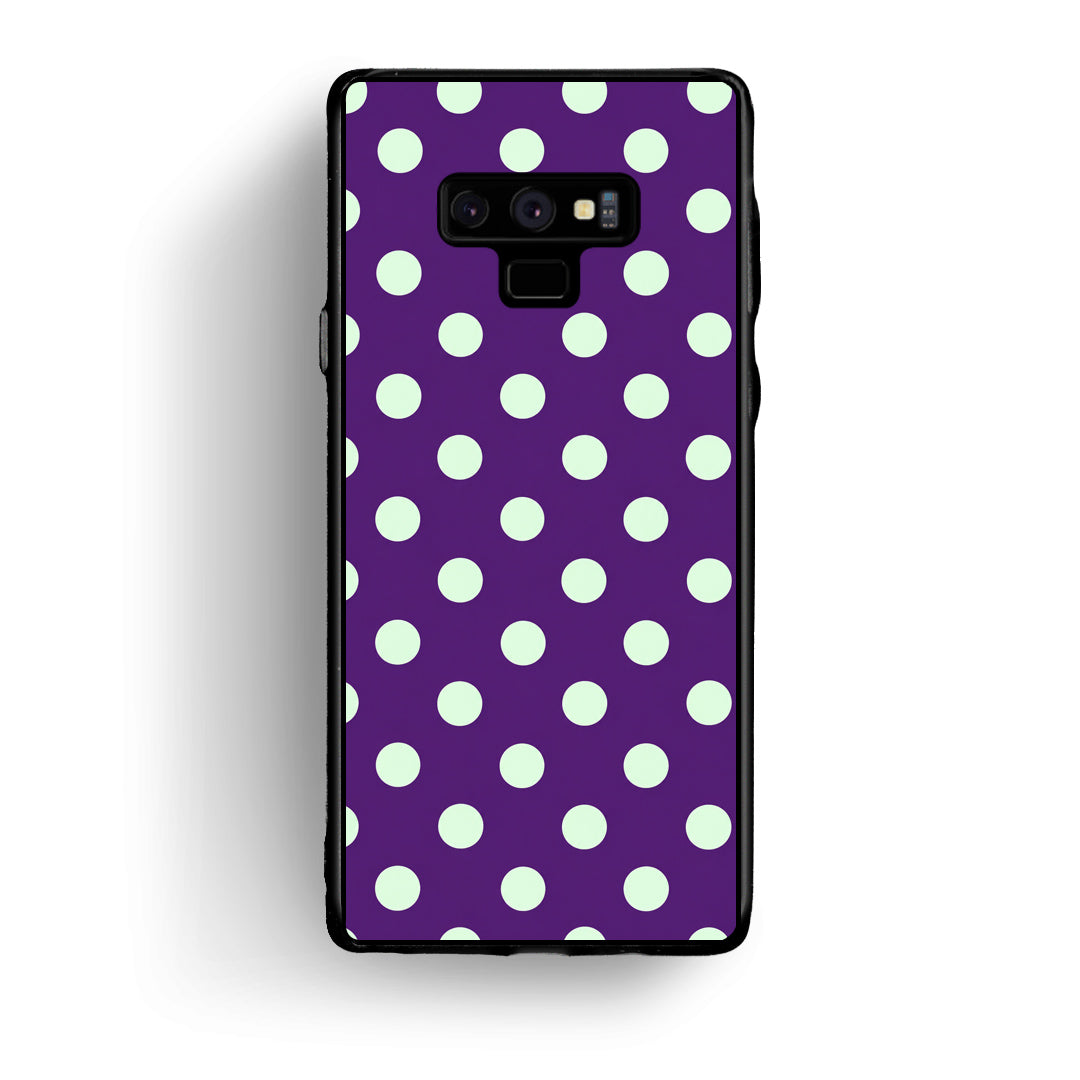 Θήκη Samsung Galaxy Note 9 Mint Polka Dots on Purple από τη Smartfits με σχέδιο στο πίσω μέρος και μαύρο περίβλημα | Samsung Galaxy Note 9 Mint Polka Dots on Purple case with colorful back and black bezels