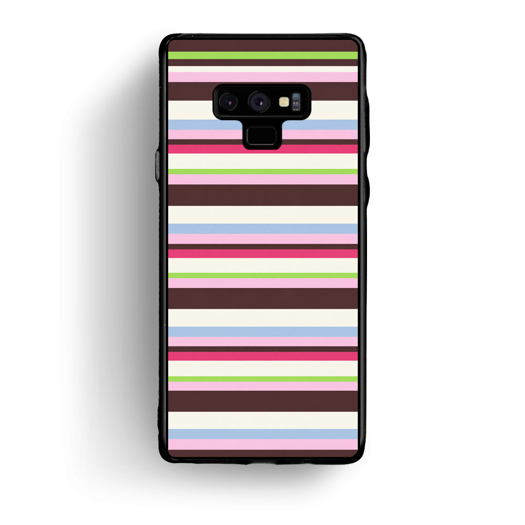 Θήκη Samsung Galaxy Note 9 Multicolour Horizontal Stripes από τη Smartfits με σχέδιο στο πίσω μέρος και μαύρο περίβλημα | Samsung Galaxy Note 9 Multicolour Horizontal Stripes case with colorful back and black bezels