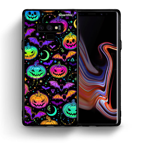 Θήκη Samsung Note 9 Neon Halloween από τη Smartfits με σχέδιο στο πίσω μέρος και μαύρο περίβλημα | Samsung Note 9 Neon Halloween case with colorful back and black bezels