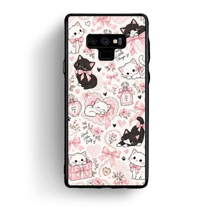 Θήκη Samsung Galaxy Note 9 Pink Bows and Kittens Collage από τη Smartfits με σχέδιο στο πίσω μέρος και μαύρο περίβλημα | Samsung Galaxy Note 9 Pink Bows and Kittens Collage case with colorful back and black bezels
