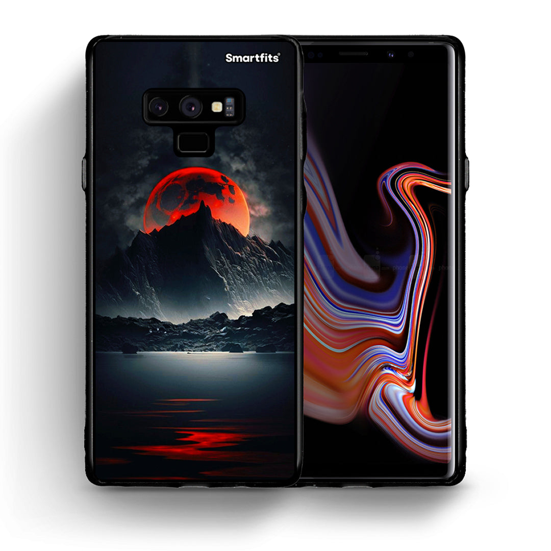 Θήκη Samsung Note 9 Red Full Moon από τη Smartfits με σχέδιο στο πίσω μέρος και μαύρο περίβλημα | Samsung Note 9 Red Full Moon case with colorful back and black bezels