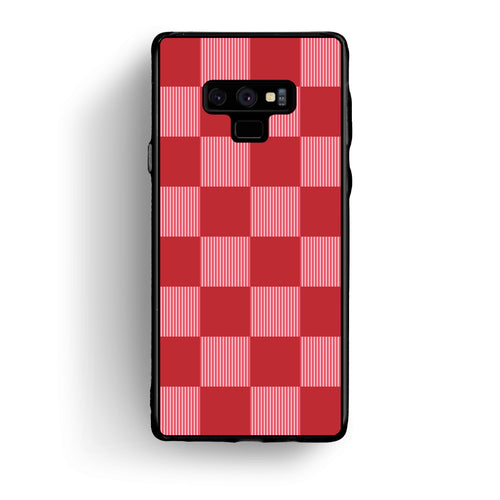 Θήκη Samsung Galaxy Note 9 Red and Pink Striped Checks από τη Smartfits με σχέδιο στο πίσω μέρος και μαύρο περίβλημα | Samsung Galaxy Note 9 Red and Pink Striped Checks case with colorful back and black bezels
