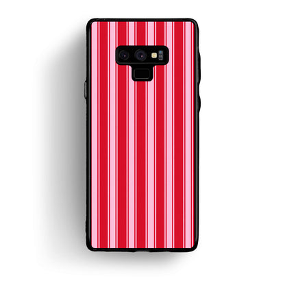 Θήκη Samsung Galaxy Note 9 Red and Pink Vertical Pinstripes από τη Smartfits με σχέδιο στο πίσω μέρος και μαύρο περίβλημα | Samsung Galaxy Note 9 Red and Pink Vertical Pinstripes case with colorful back and black bezels