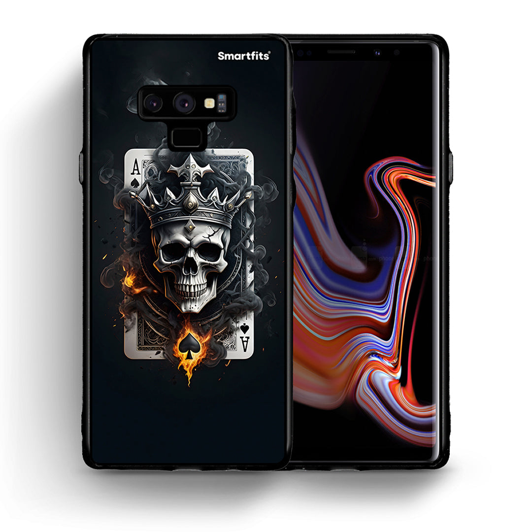 Θήκη Samsung Note 9 Skull King Ace από τη Smartfits με σχέδιο στο πίσω μέρος και μαύρο περίβλημα | Samsung Note 9 Skull King Ace case with colorful back and black bezels