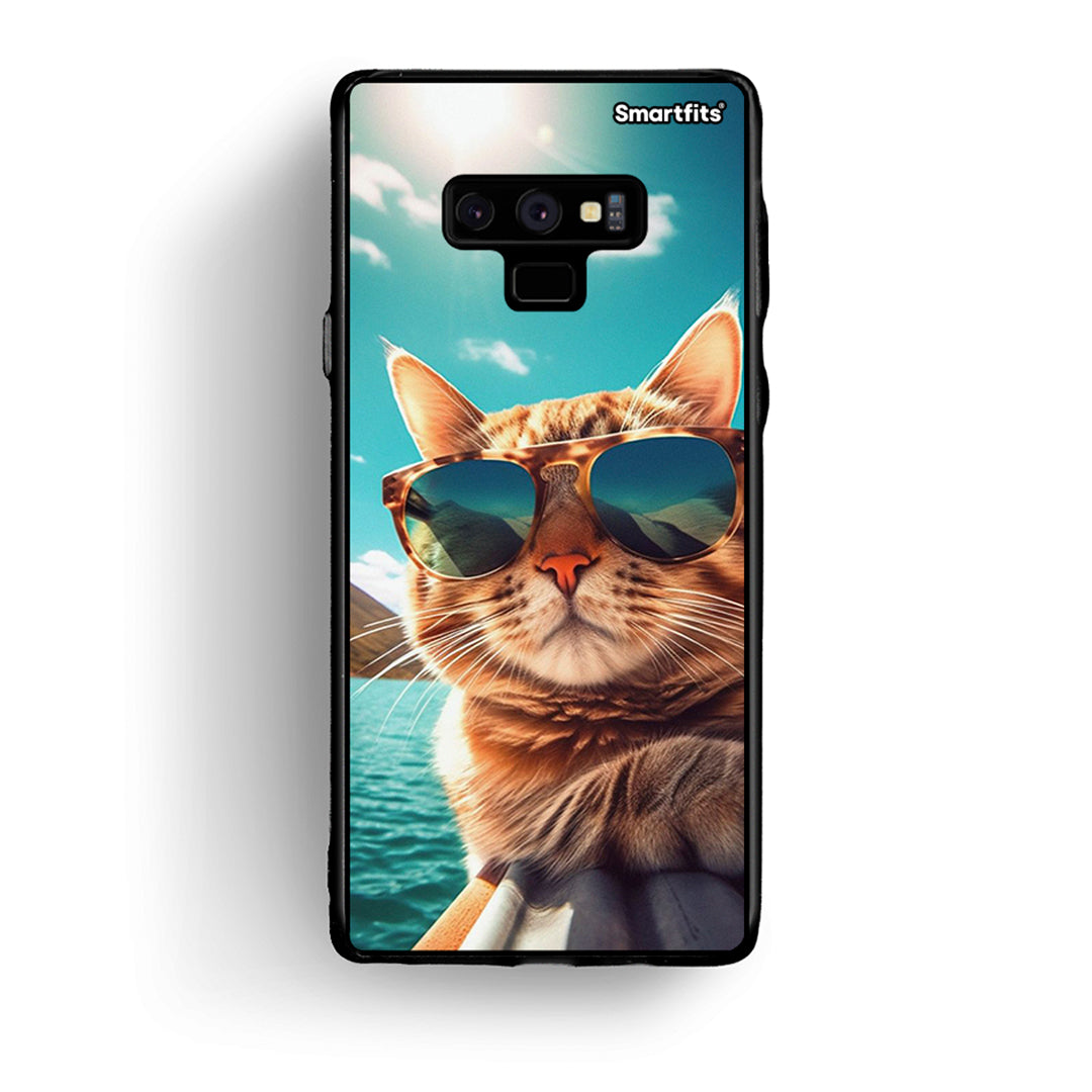 samsung note 9 Summer Cat θήκη από τη Smartfits με σχέδιο στο πίσω μέρος και μαύρο περίβλημα | Smartphone case with colorful back and black bezels by Smartfits