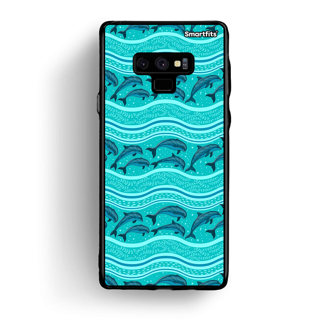 samsung note 9 Swimming Dolphins θήκη από τη Smartfits με σχέδιο στο πίσω μέρος και μαύρο περίβλημα | Smartphone case with colorful back and black bezels by Smartfits