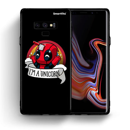 Θήκη Samsung Note 9 Unicorn Deadpool από τη Smartfits με σχέδιο στο πίσω μέρος και μαύρο περίβλημα | Samsung Note 9 Unicorn Deadpool case with colorful back and black bezels