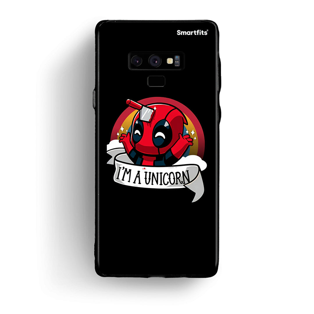 samsung note 9 Unicorn Deadpool θήκη από τη Smartfits με σχέδιο στο πίσω μέρος και μαύρο περίβλημα | Smartphone case with colorful back and black bezels by Smartfits