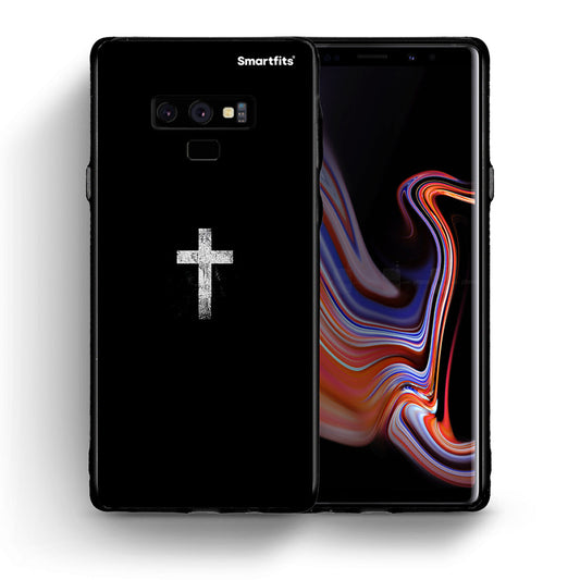 Θήκη Samsung Note 9 White Cross από τη Smartfits με σχέδιο στο πίσω μέρος και μαύρο περίβλημα | Samsung Note 9 White Cross case with colorful back and black bezels