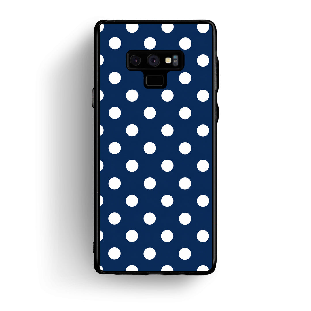 Θήκη Samsung Galaxy Note 9 White Large Polka Dots on Navy από τη Smartfits με σχέδιο στο πίσω μέρος και μαύρο περίβλημα | Samsung Galaxy Note 9 White Large Polka Dots on Navy case with colorful back and black bezels
