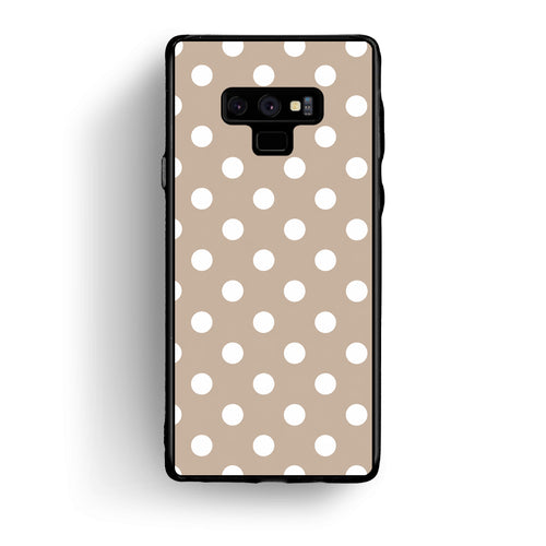 Θήκη Samsung Galaxy Note 9 White Polka Dots on Taupe από τη Smartfits με σχέδιο στο πίσω μέρος και μαύρο περίβλημα | Samsung Galaxy Note 9 White Polka Dots on Taupe case with colorful back and black bezels