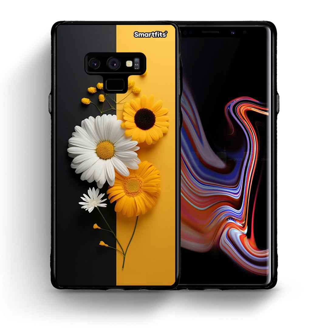 Θήκη Samsung Note 9 Yellow Daisies από τη Smartfits με σχέδιο στο πίσω μέρος και μαύρο περίβλημα | Samsung Note 9 Yellow Daisies case with colorful back and black bezels