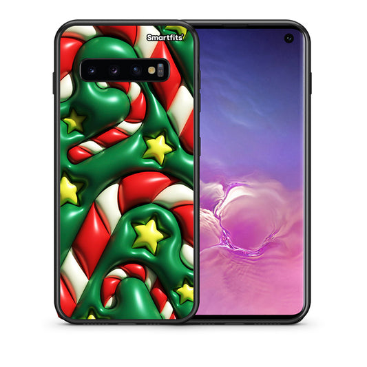 Θήκη Samsung S10 Christmas Bubbles από τη Smartfits με σχέδιο στο πίσω μέρος και μαύρο περίβλημα | Samsung S10 Christmas Bubbles case with colorful back and black bezels