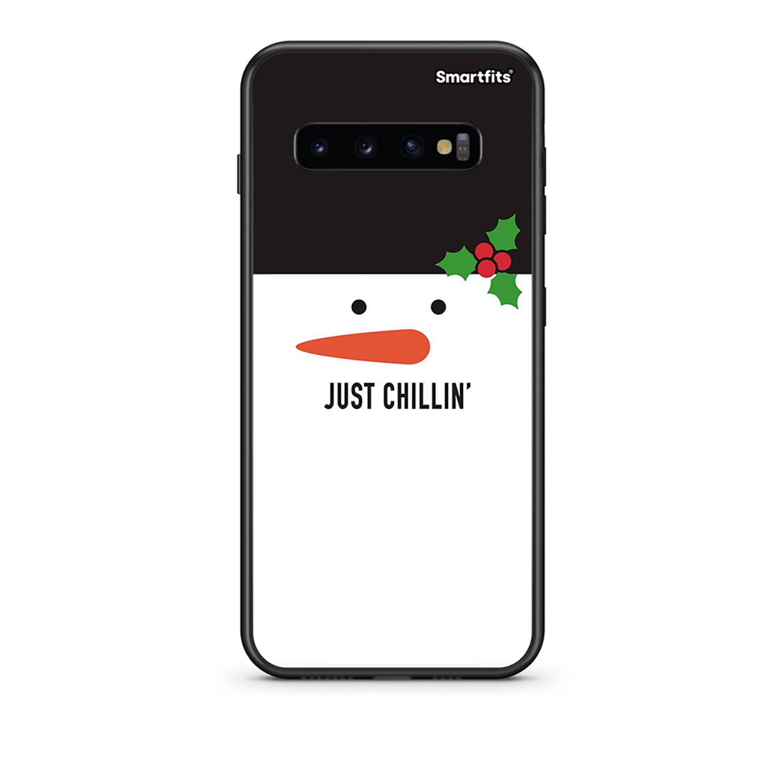 samsung s10 plus Christmas Chillin θήκη από τη Smartfits με σχέδιο στο πίσω μέρος και μαύρο περίβλημα | Smartphone case with colorful back and black bezels by Smartfits